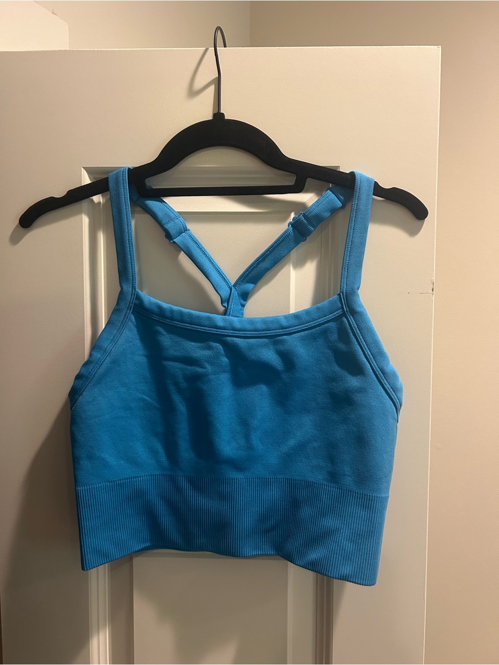 Aritzia Bright Blue Cropped Tank with Cross-Back Straps